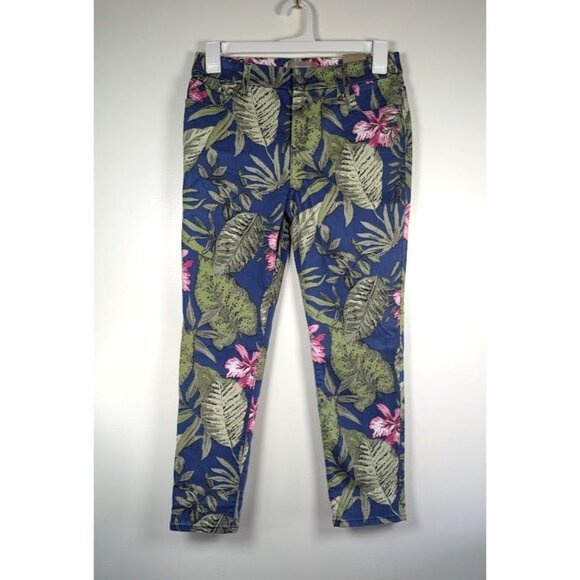 Chico's Denim - Chico's Girlfriend jeans Size 0  Ankle 32x26 Hawaiian Tropical Floral Stretch Re
